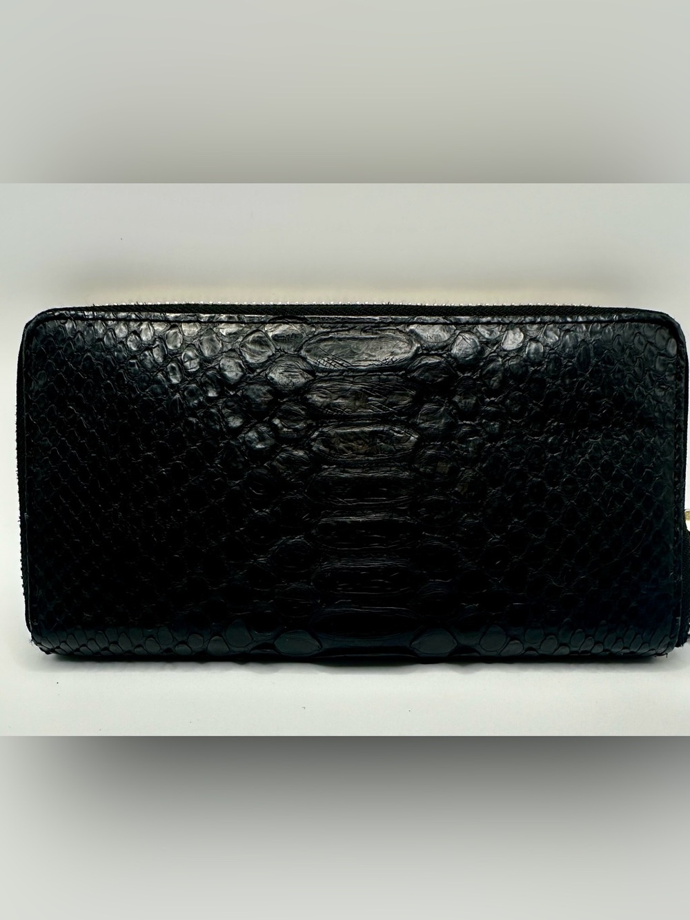 Black Python Zip-Around Women's Wallet